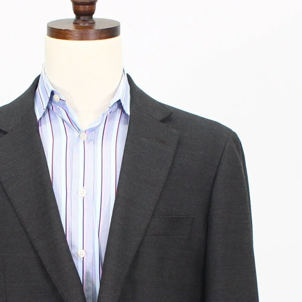 Saks Fifth Avenue 44L Brown Solid 2-Button Sport Coat Blazer Jacket T663